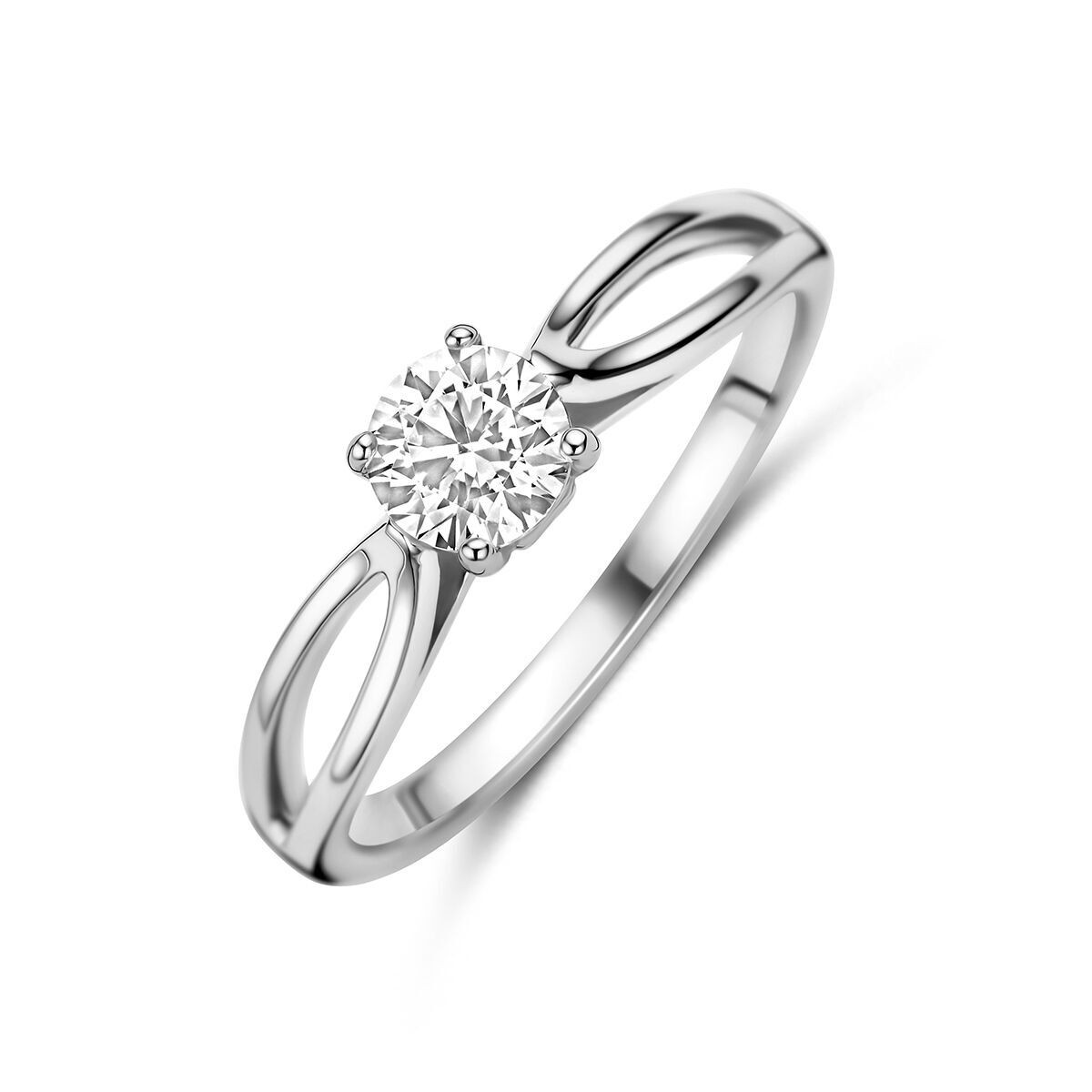 Silber Solitaire Ring offen