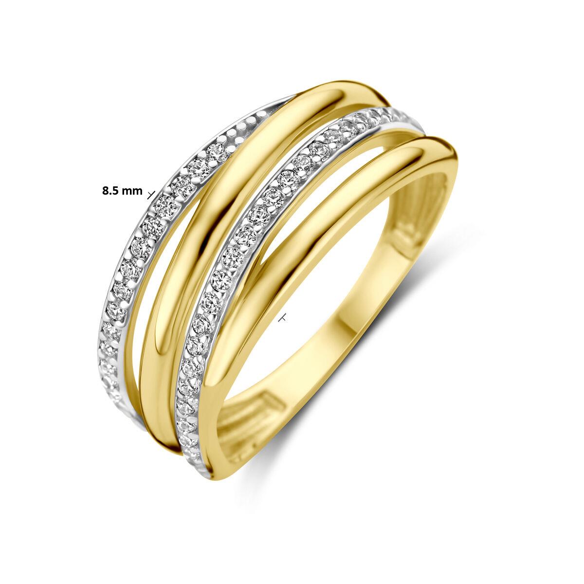 Ring breit mit 2 Zirkonia reihen