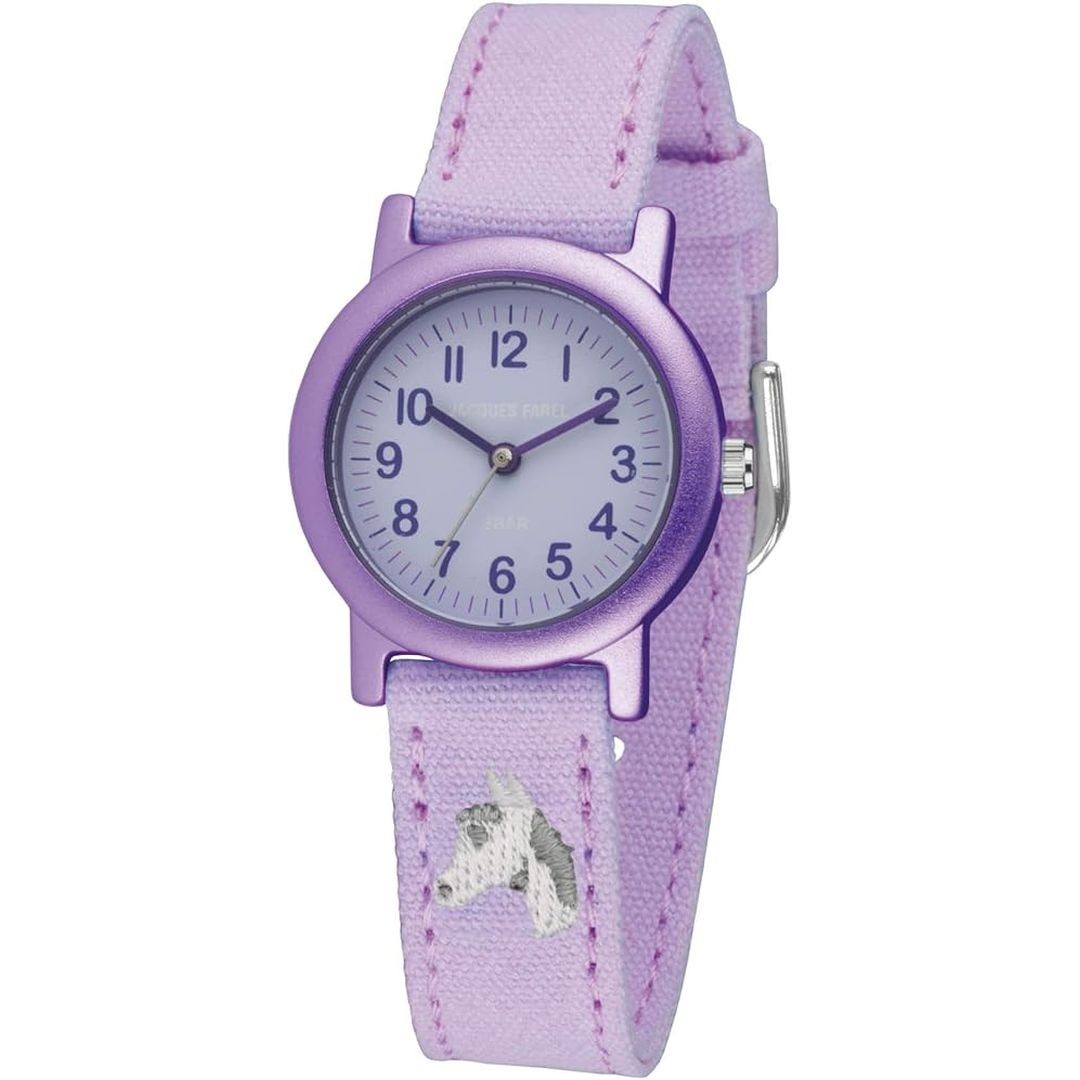 Ökokinderuhr Lila mit Pferd