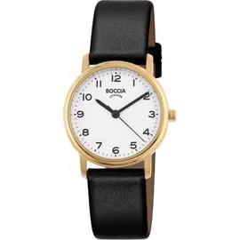 Boccia Titanium Uhr vergoldet mit Lederband