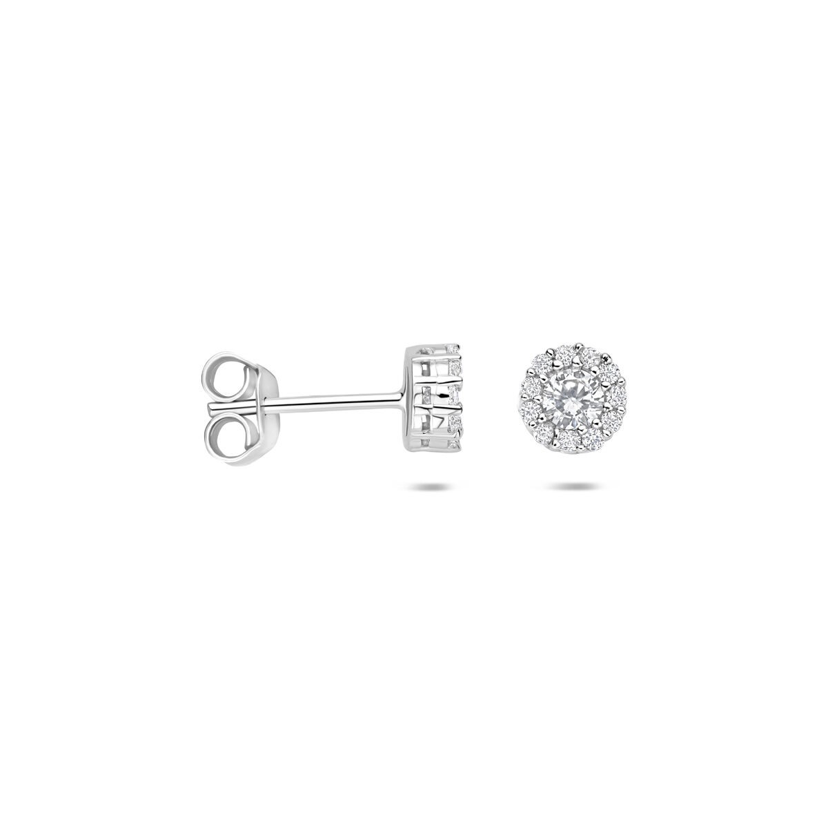 Zirkonia Halo Ohrstecker 6mm