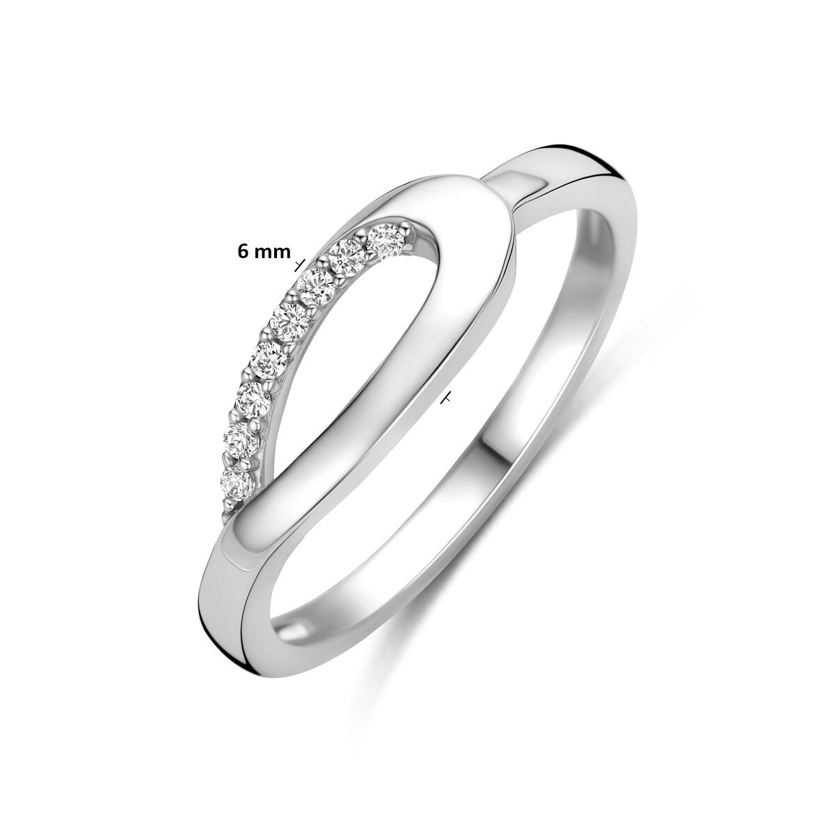 Silber Ring poliert mit Zirkonia