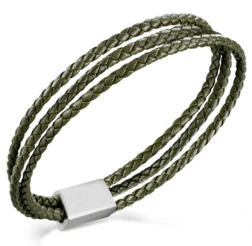 Boccia Titanium Leder Armband grün 19,0cm