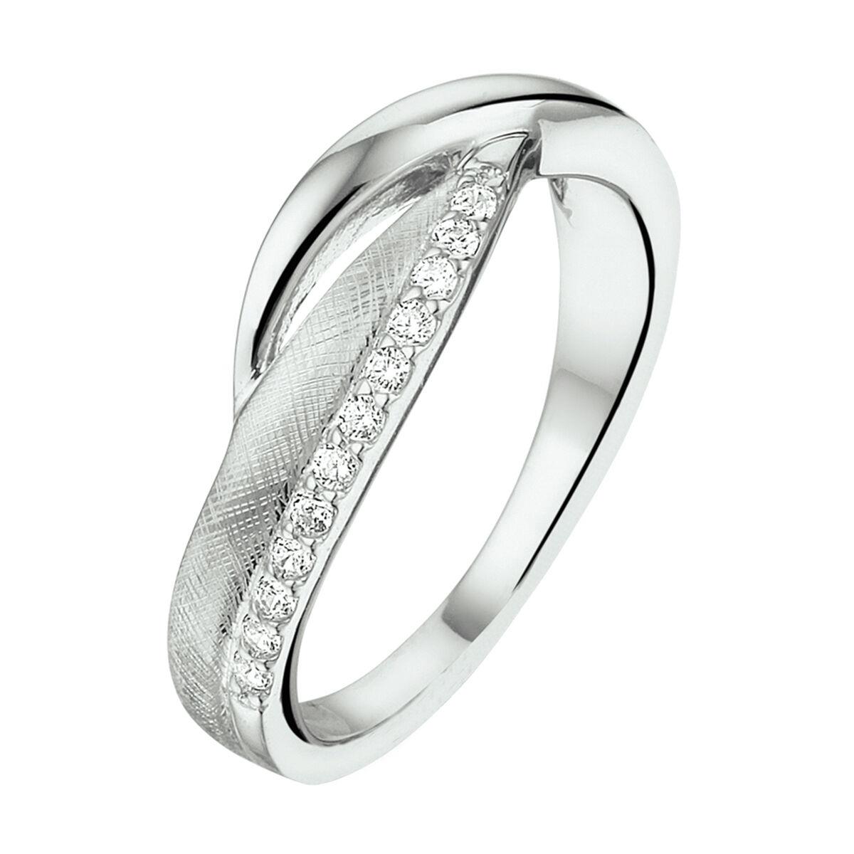 Ring Silber Eismatt mit Zirkonia