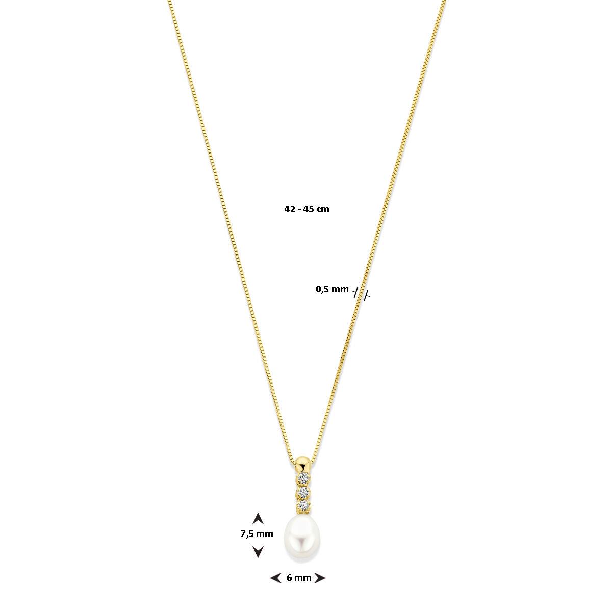 Kette mit Süßwasser Perle und Zirkonia