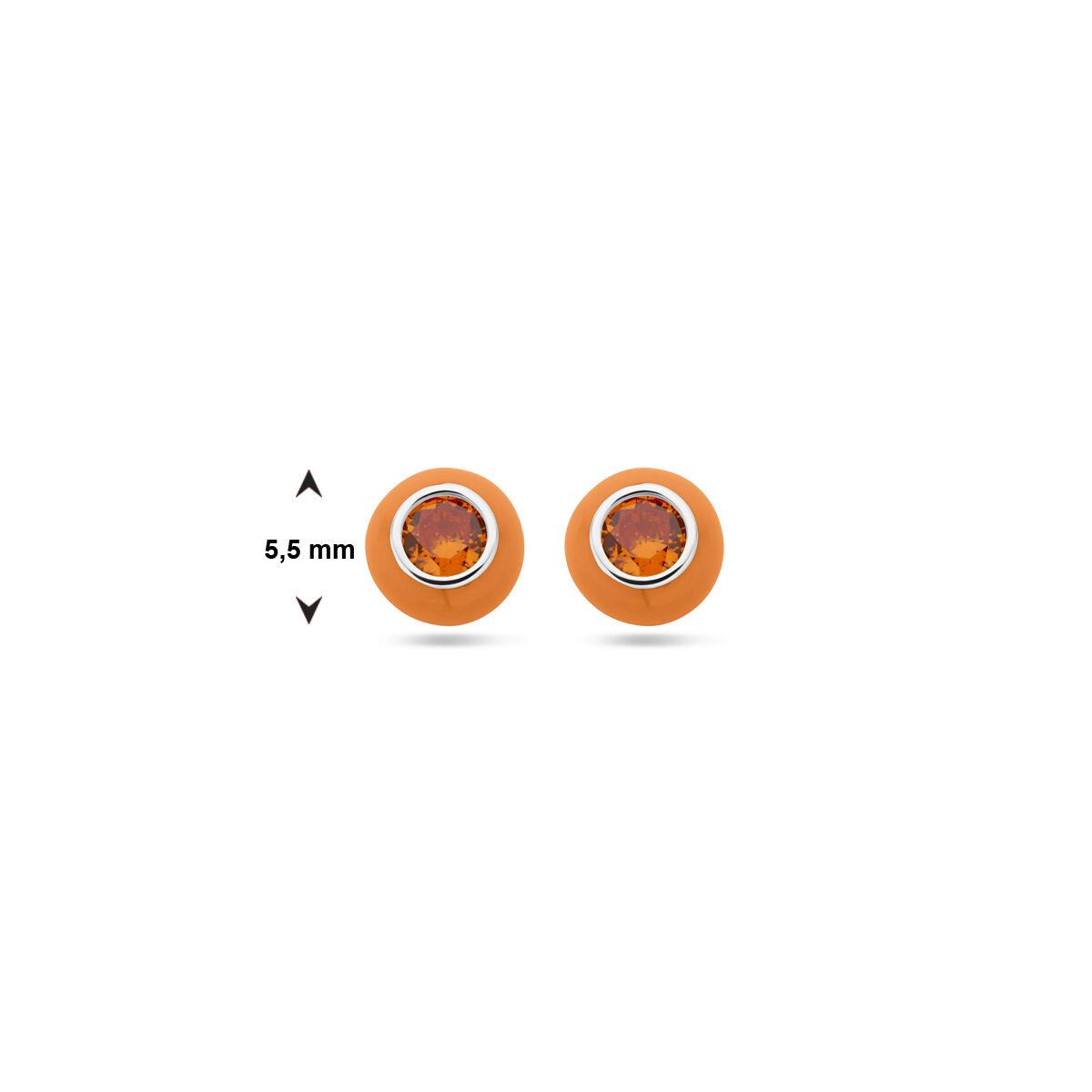 Orangene Ohrstecker mit Zirkonia