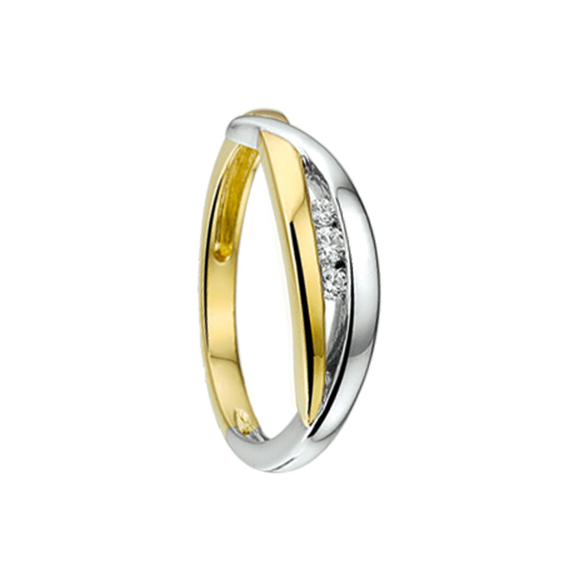 Bi Color Ring mit 3 Zirkonia