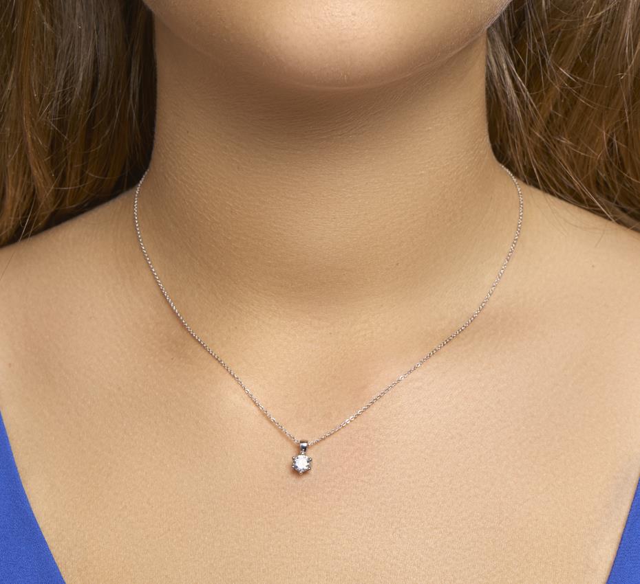 Solitair Anhänger Silber 6,5mm 6 Krappen