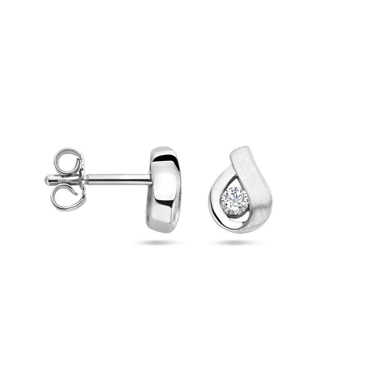 Ohrstecker Tropfen Silber mit Zirkonia