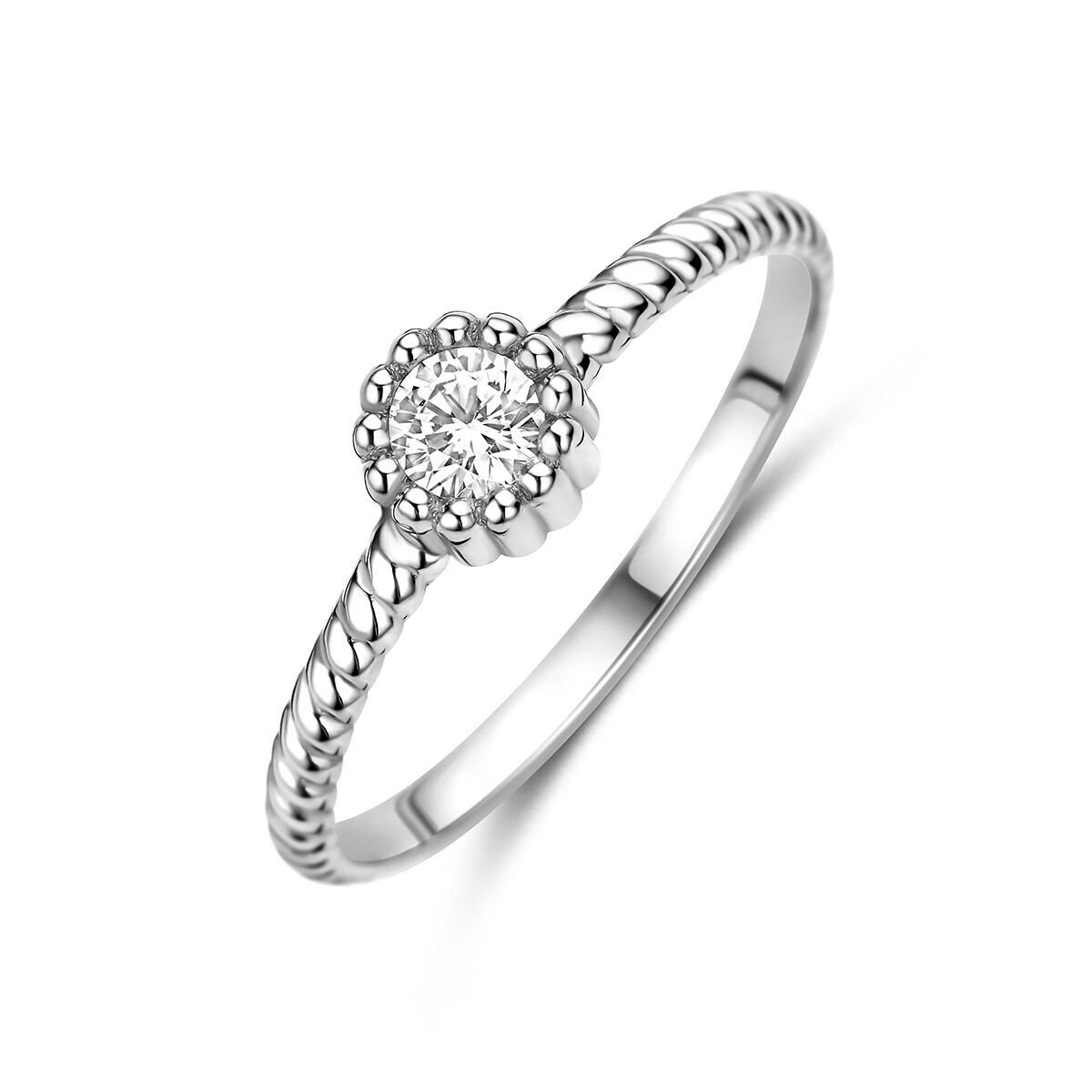 Silber Solitaire Ring gedreht