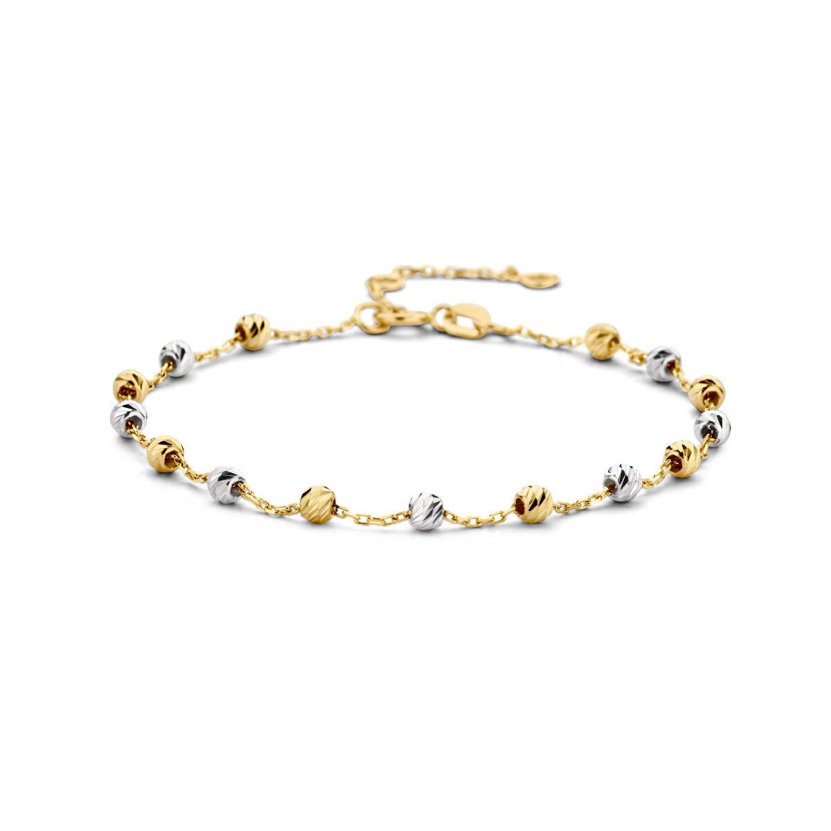 Bi Color Armband mit facettierten Kugeln