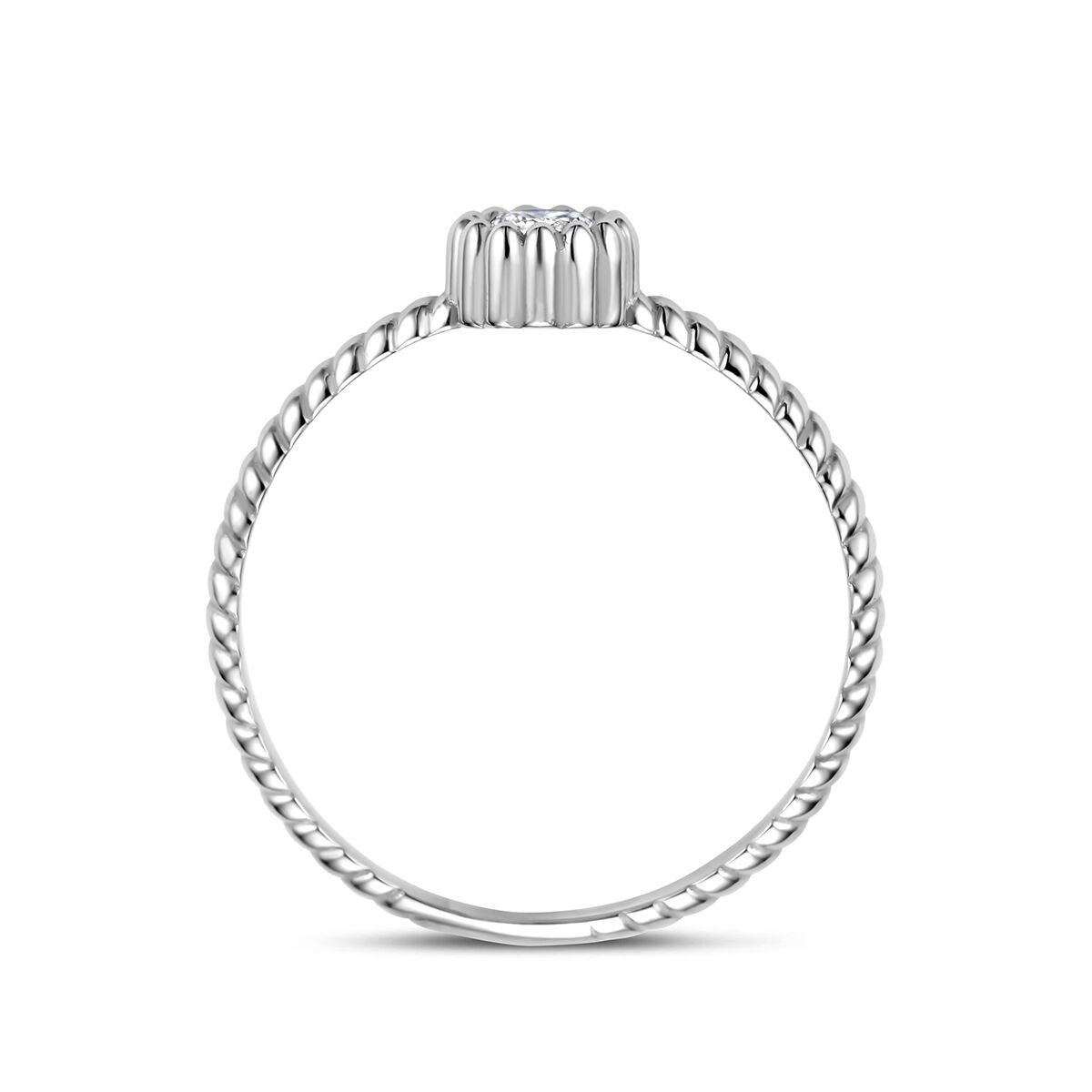 Silber Solitaire Ring gedreht Gr. 56