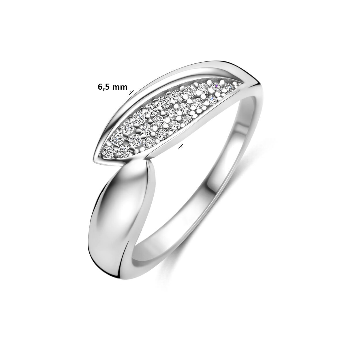 Silber Ring halb Zirkonia