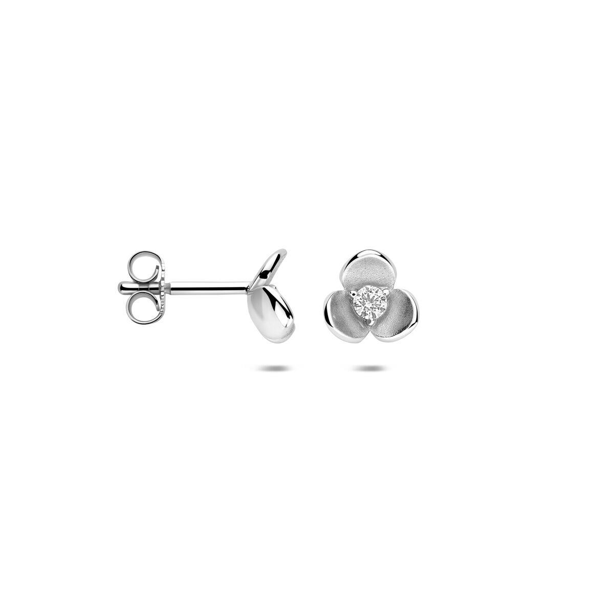 Ohrstecker Blume mit Zirkonia