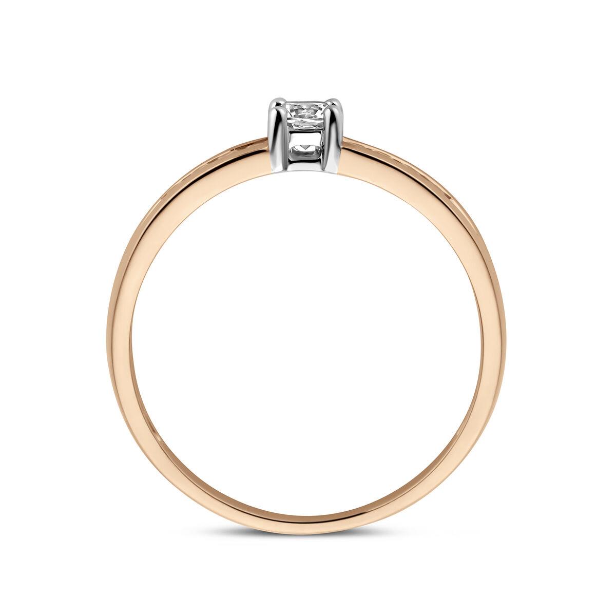 Ring Solitair Rotgold und Weißgold