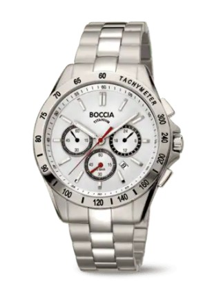 Boccia Titanium Armbanduhr Chrono weiß