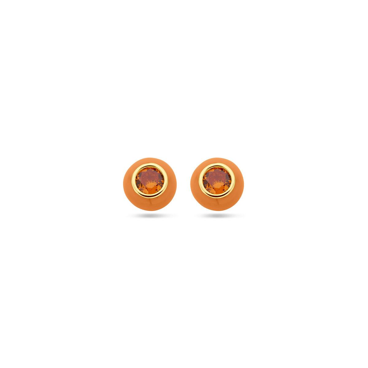 Orange Ohrstecker mit Zirkonia Vergoldet
