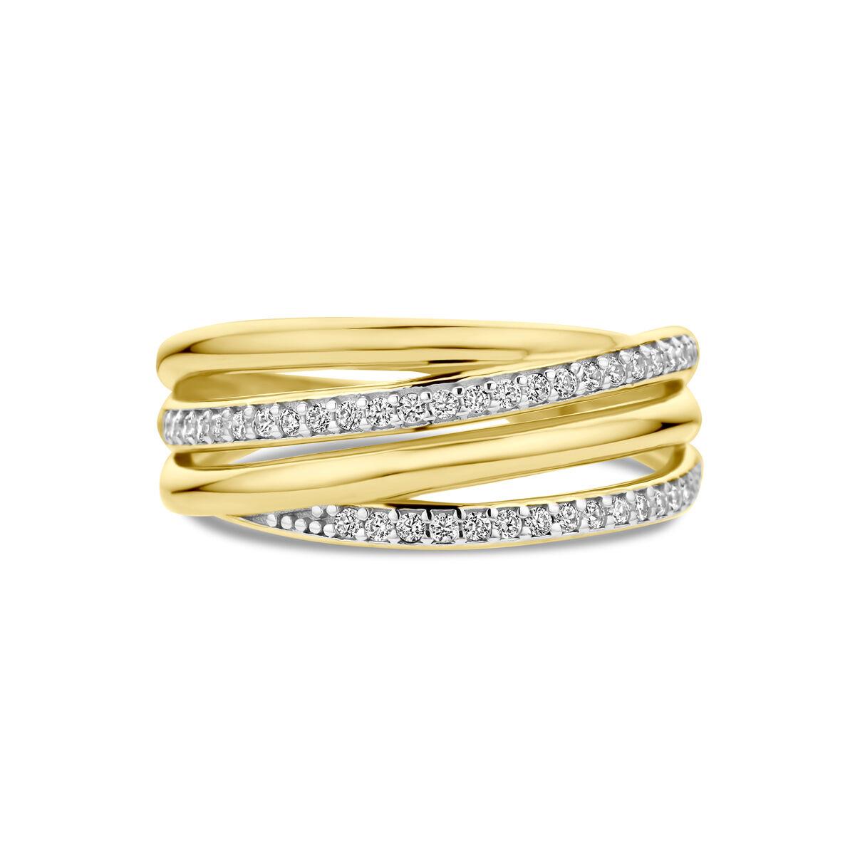 Ring breit mit 2 Zirkonia reihen