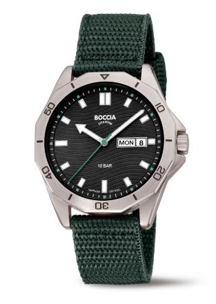 Boccia Titanium schwarz grün Day Date Uhr