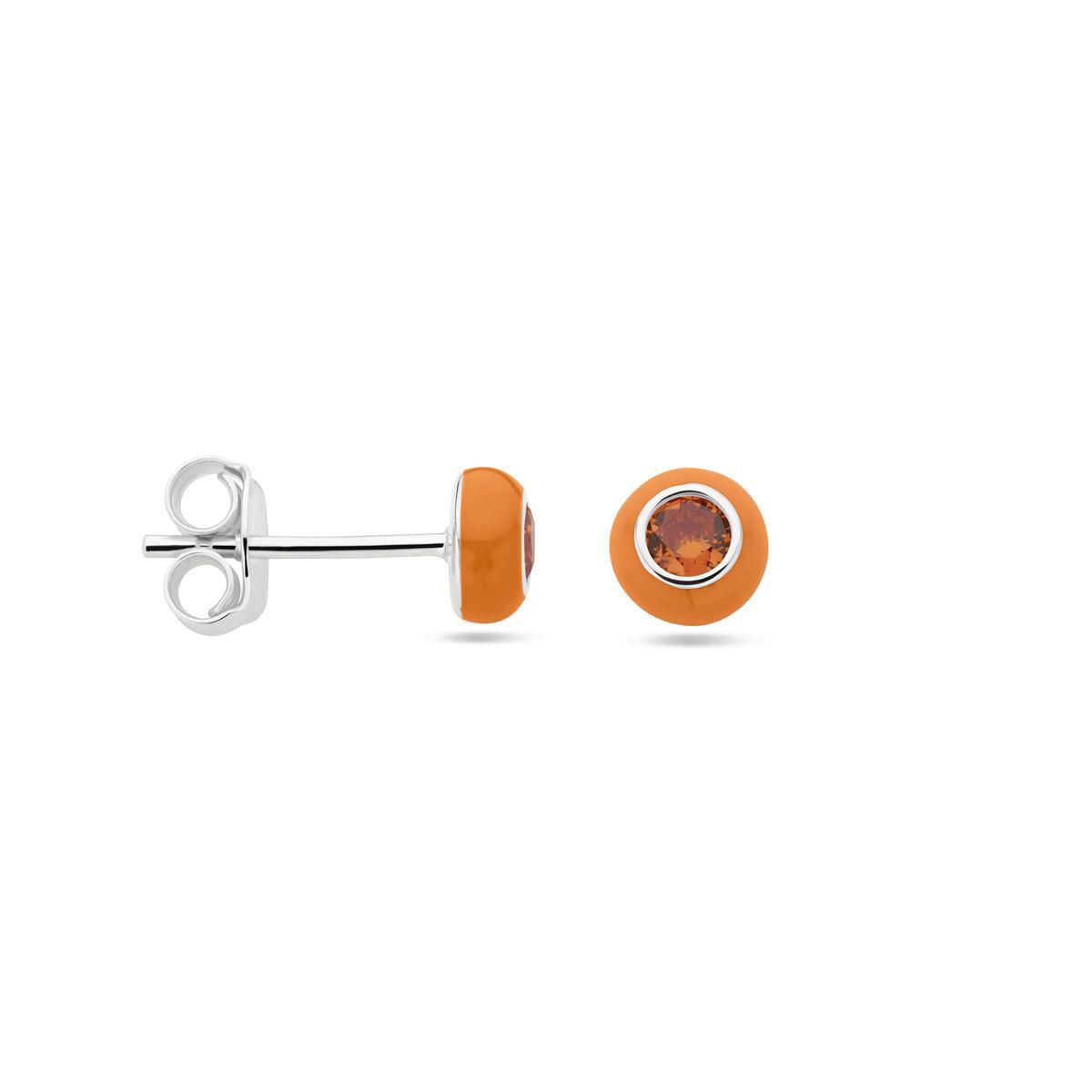 Orangene Ohrstecker mit Zirkonia