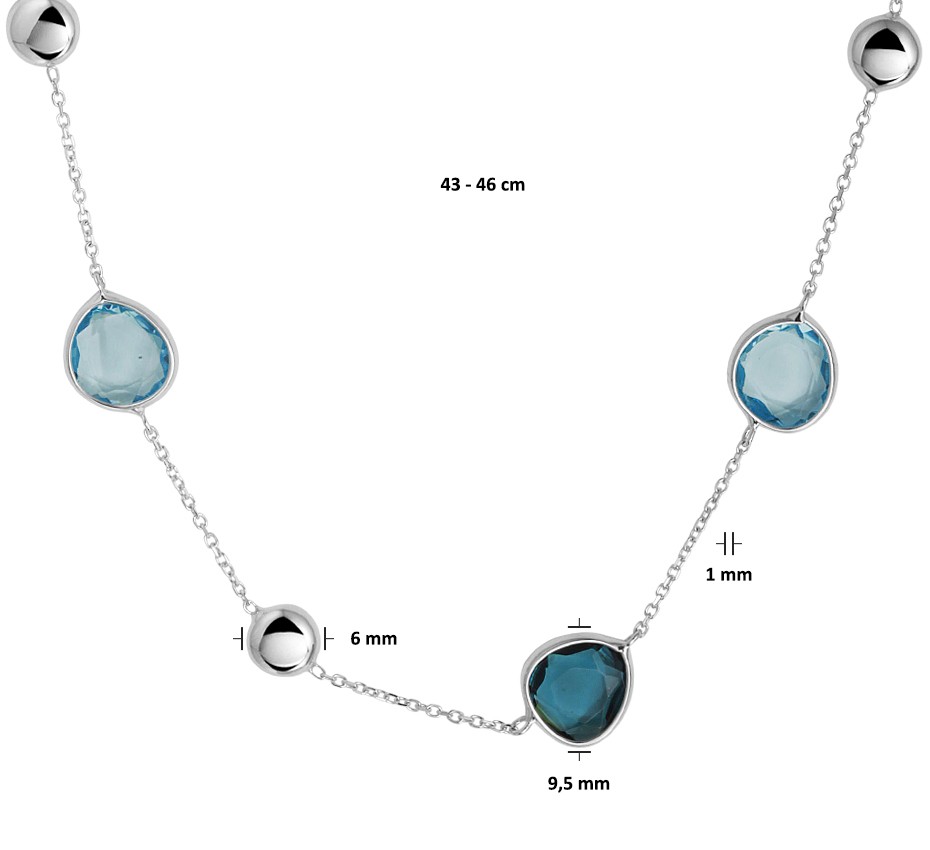 Kette Weißgold mit blau Topas