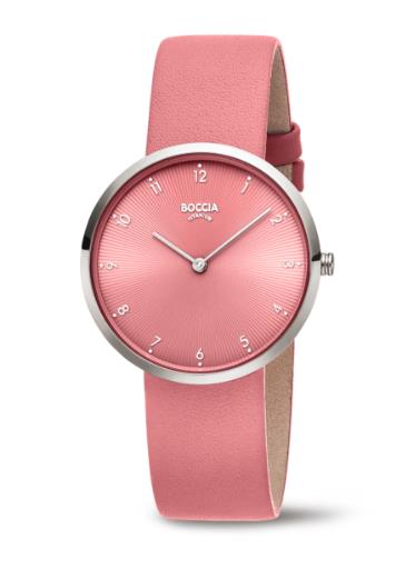 Boccia Titanium Pink Lederband Uhr