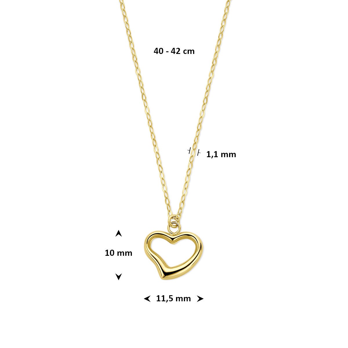 offenes Herz - Kette Gelbgold