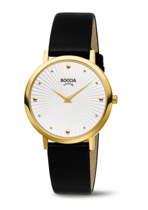 Boccia Titanium Uhr Gelbvergoldet schwarz