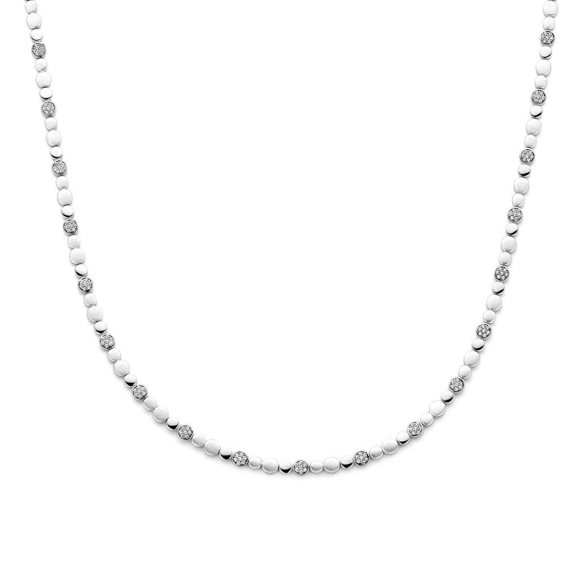 Collier Poliert und Matt Rund mit Zirkonia