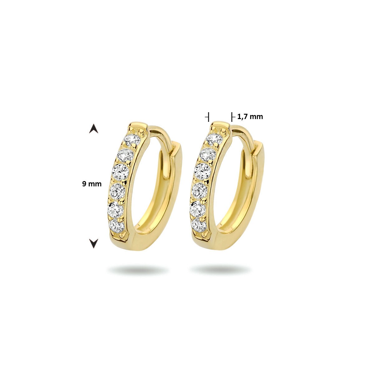 Creolen 9,0mm vergoldet mit Zirkonia