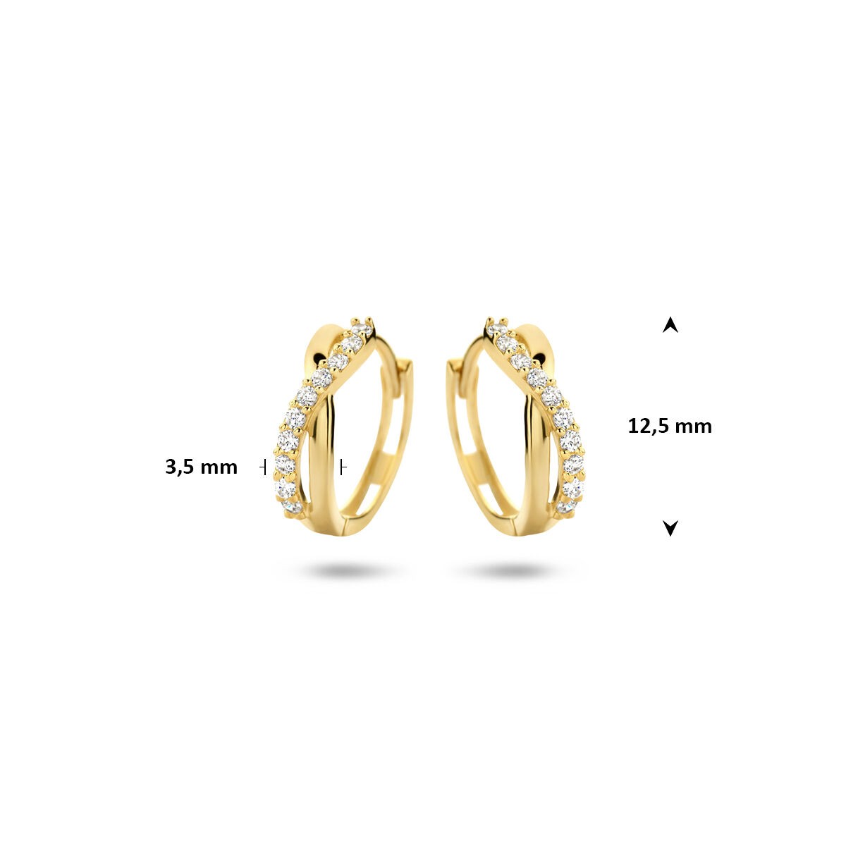 Creolen mit Zirkonia Gelbgold 12,5mm