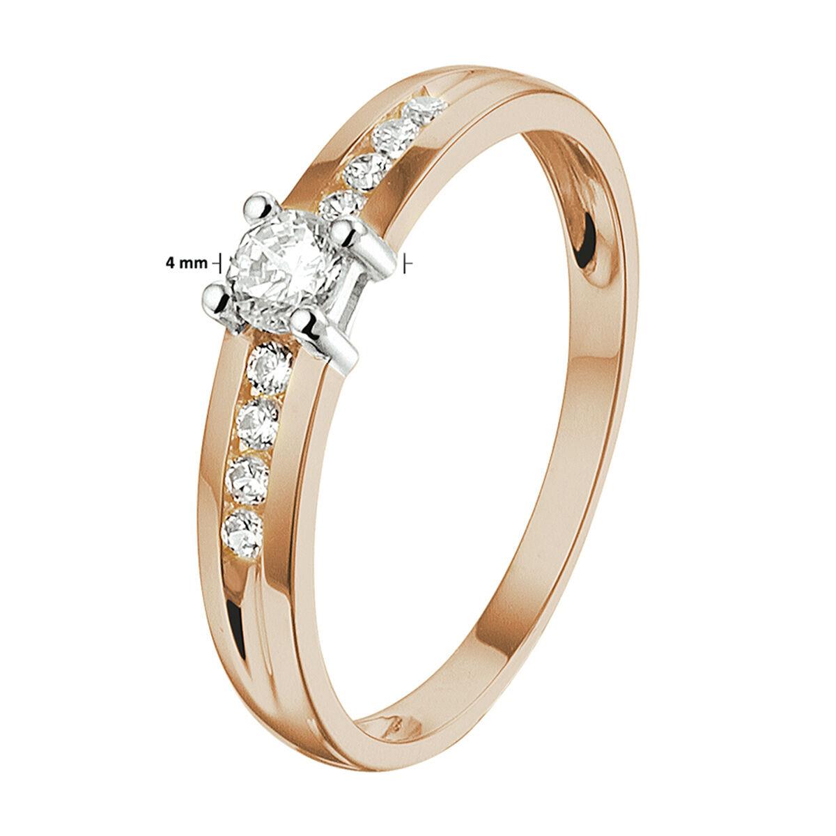 Ring Solitair Rotgold und Weißgold