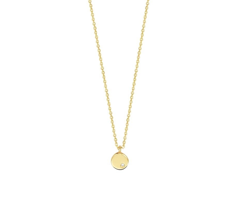 Kette mit rundem Anhänger und kleinem Diamant