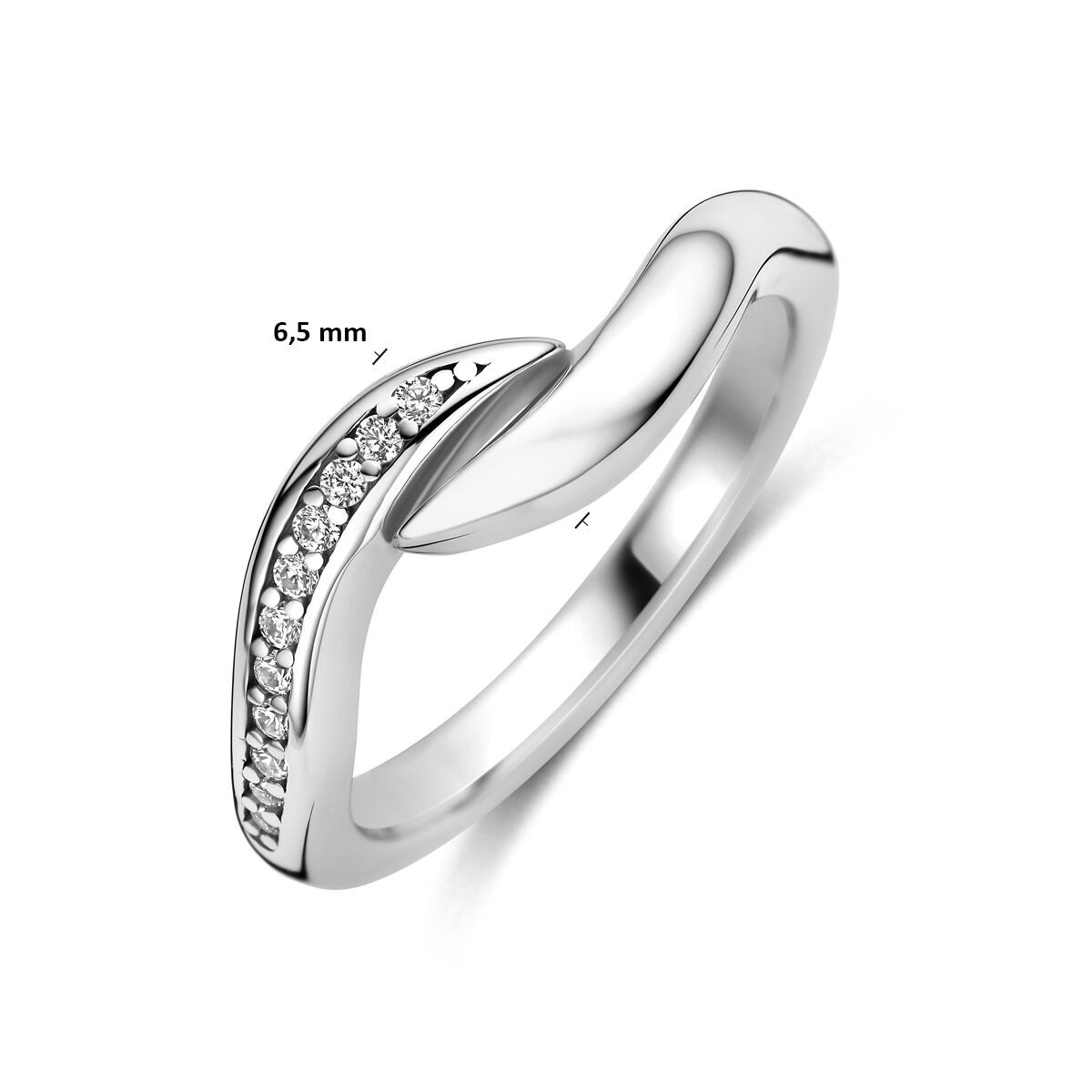 Silber Ring halb Zirkonia