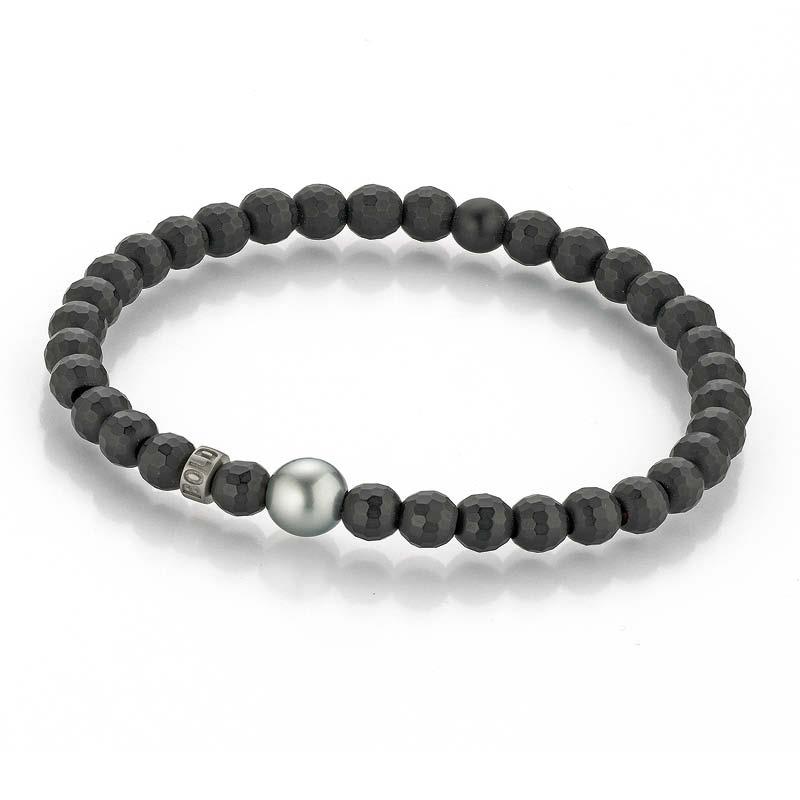 Gellner Bold Armband Onyx + silber Tahitiperle