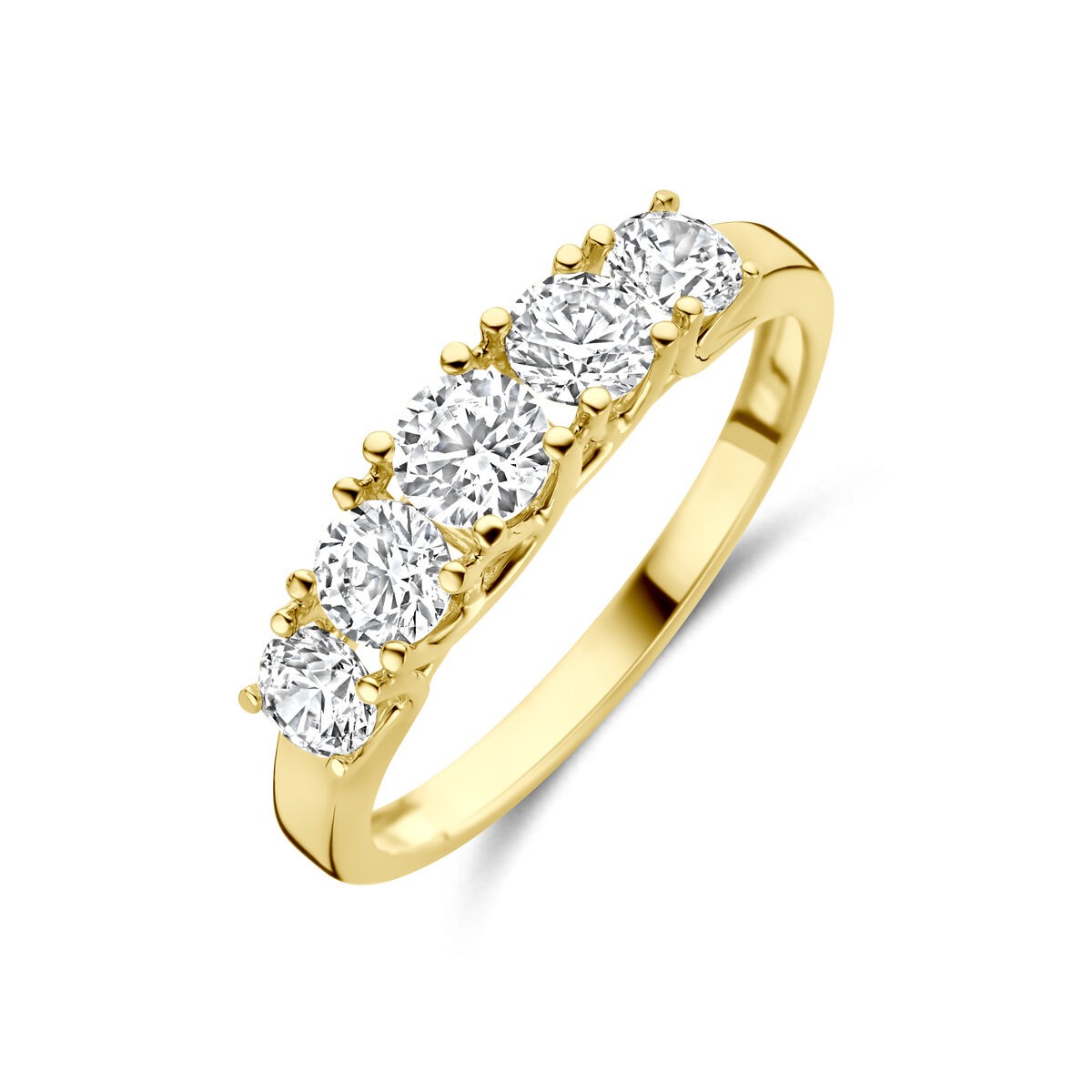 Gelbgold Ring mit 5 Zirkonia