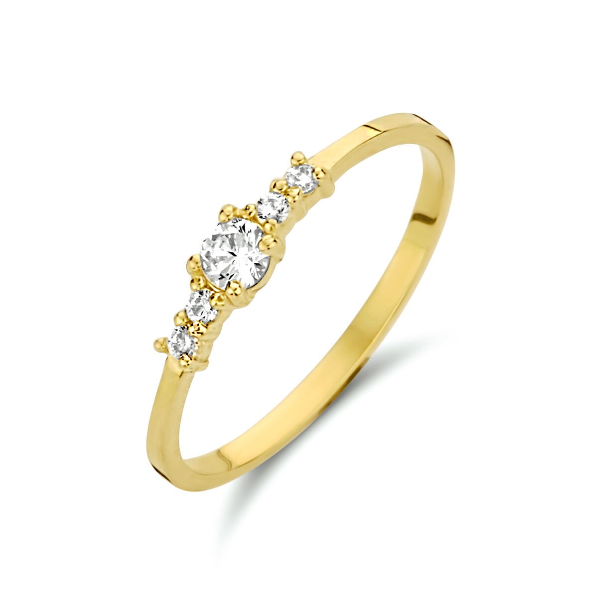 Solitaire Ring mit seitl. Steinbesatz