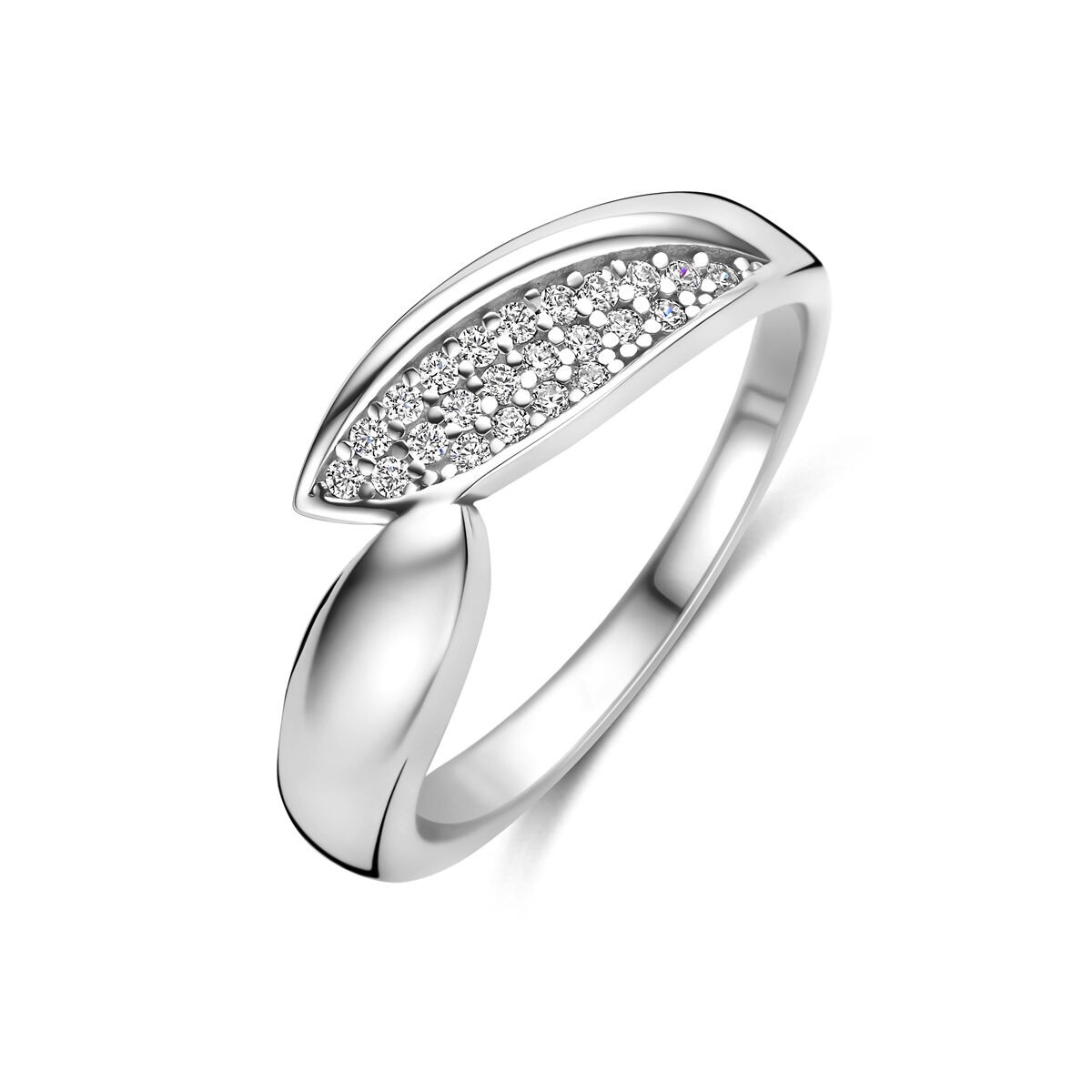 Silber Ring halb Zirkonia