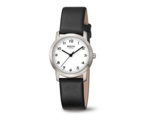 Boccia Titanium Lederbanduhr mit Ziffern