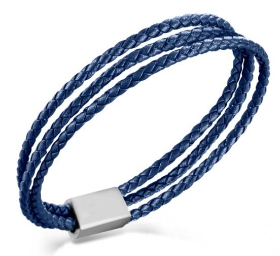 Boccia Titanium Leder Armband blau 19,0cm