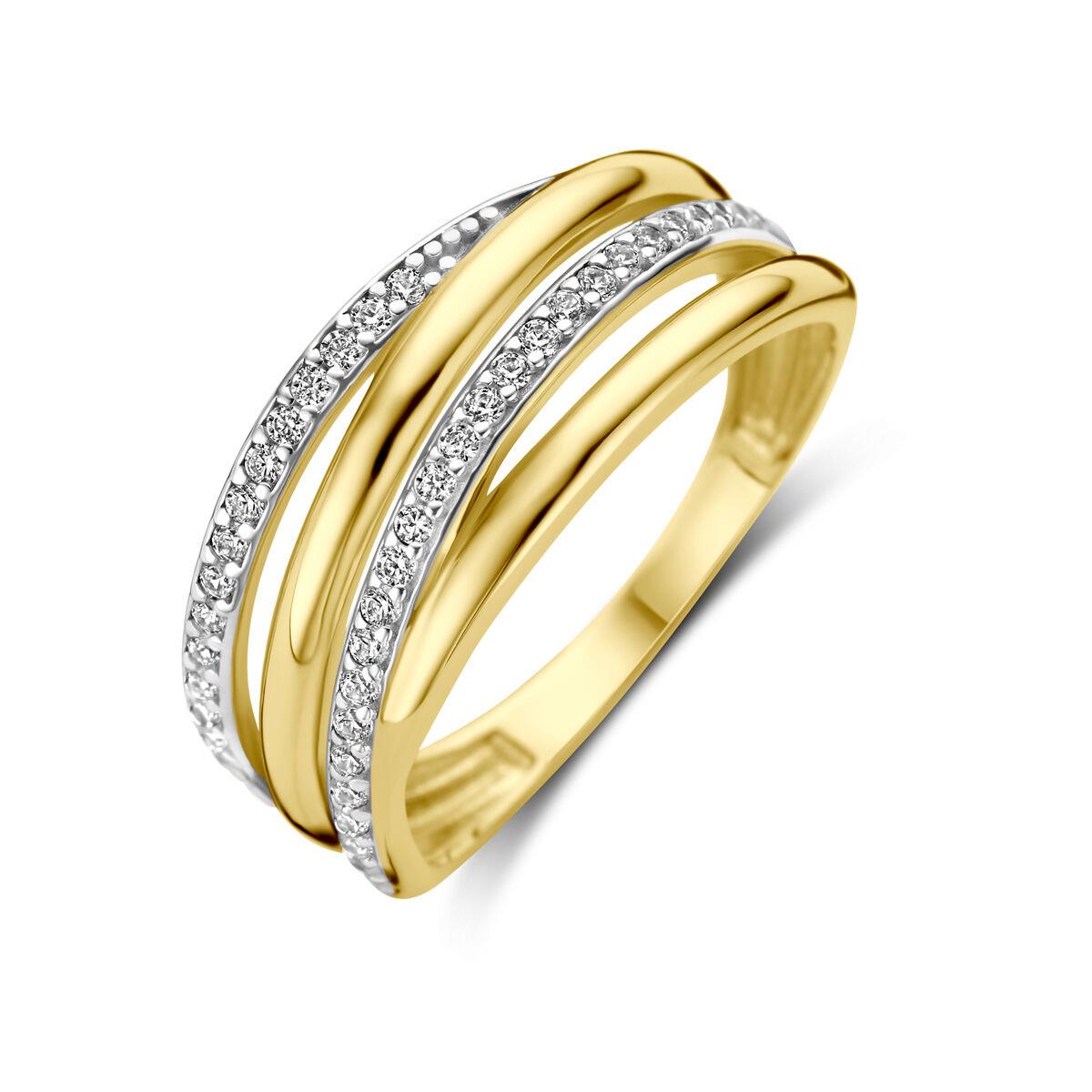 Ring breit mit 2 Zirkonia reihen