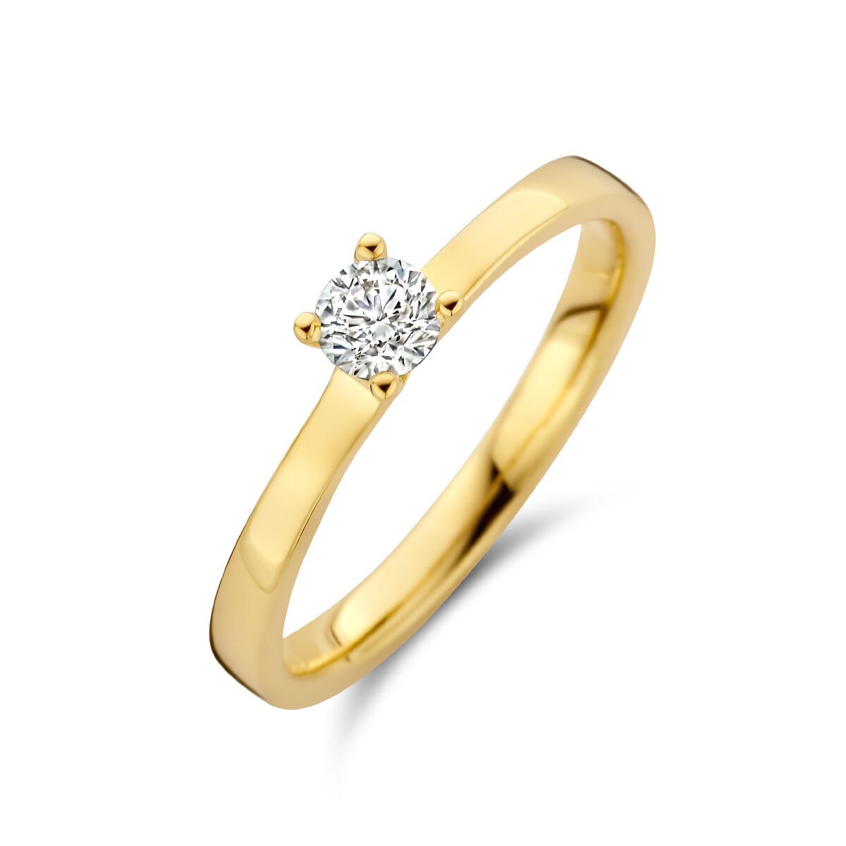 Gelbgold Solitair Ring mit Brillant 0,25ct