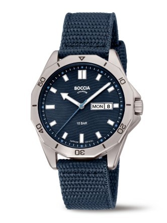 Boccia Titanium blaue Day Date Uhr