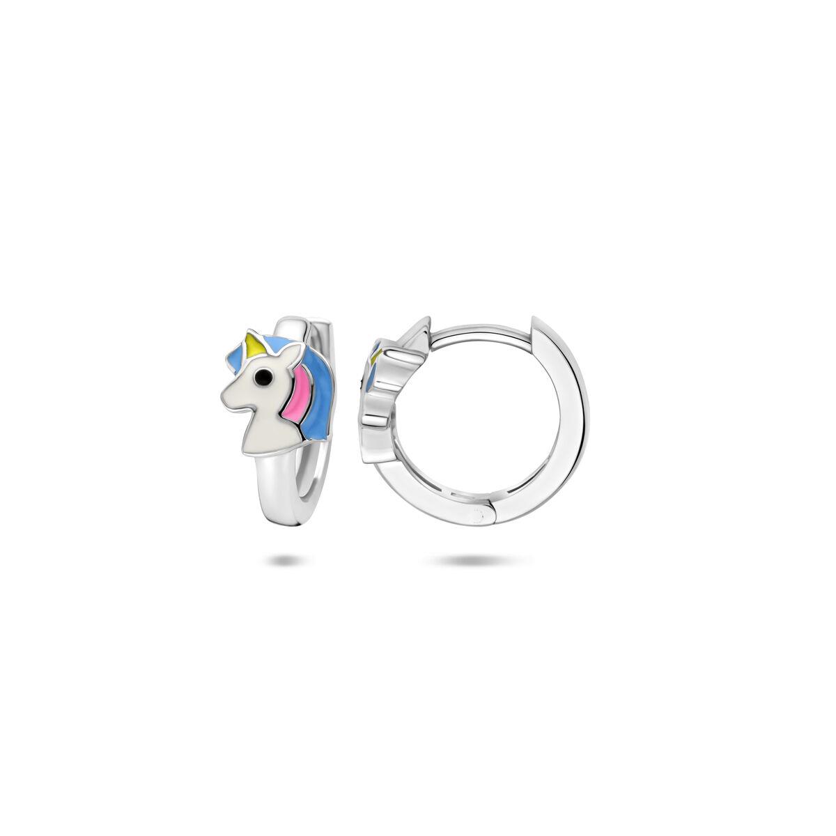 Einhorn Creolen in Blau Pink