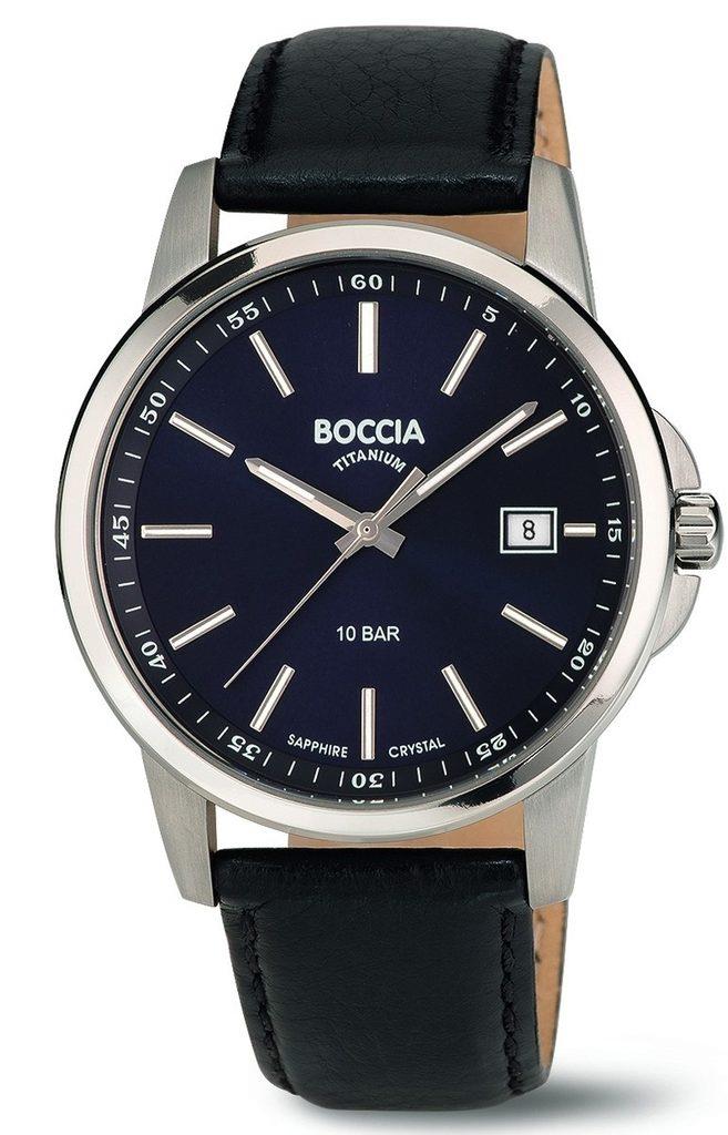 Boccia Titanium Black Lederband Uhr