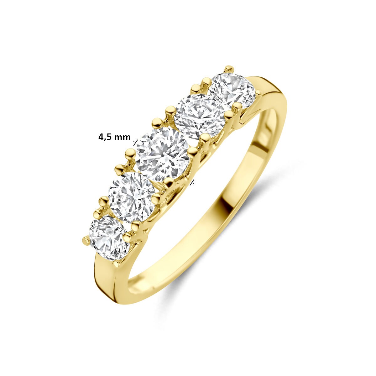 Gelbgold Ring mit 5 Zirkonia