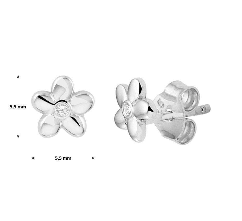 Blume Ohrstecker mit weißem Zirkonia