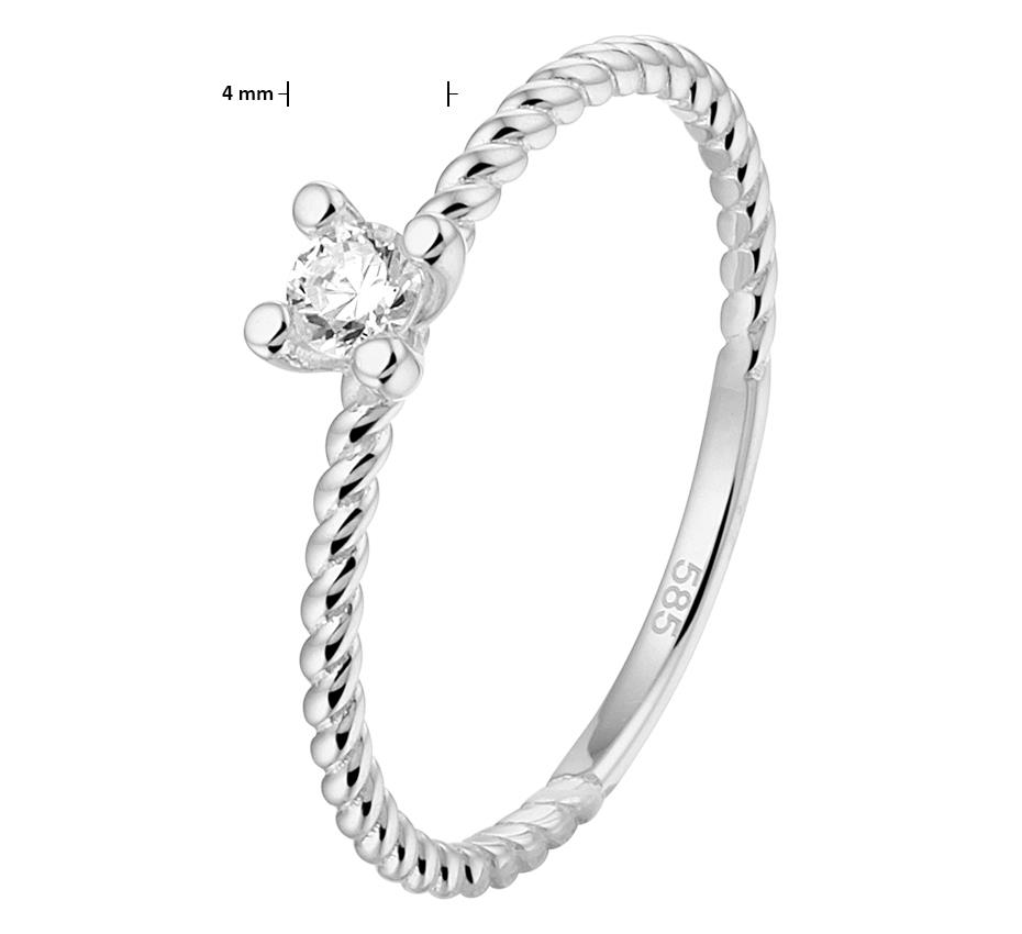 gedrehter Solitaire Ring mit 4 Krappenfassung Weiß