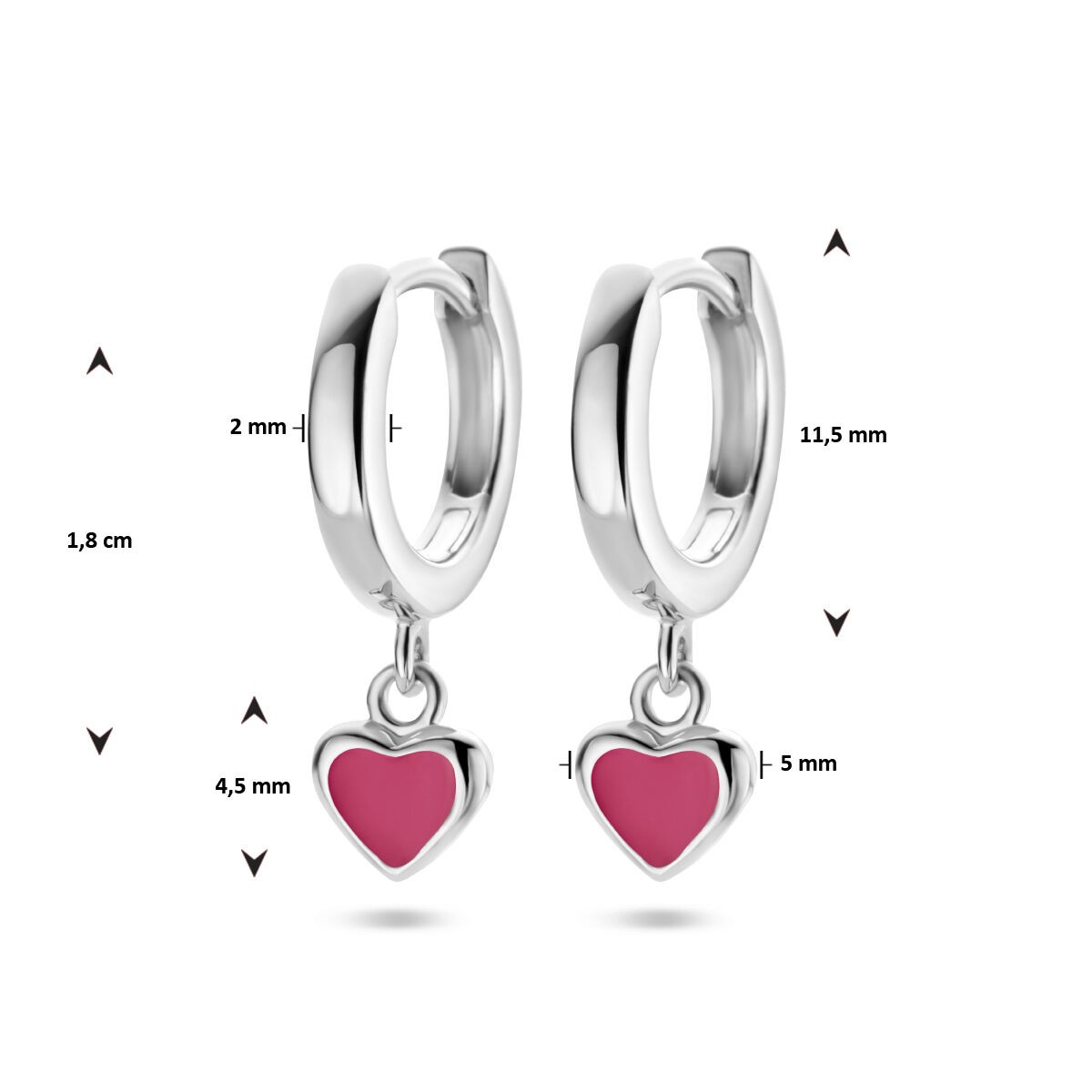 Creolen mit Herz Pink Emaille Anhänger