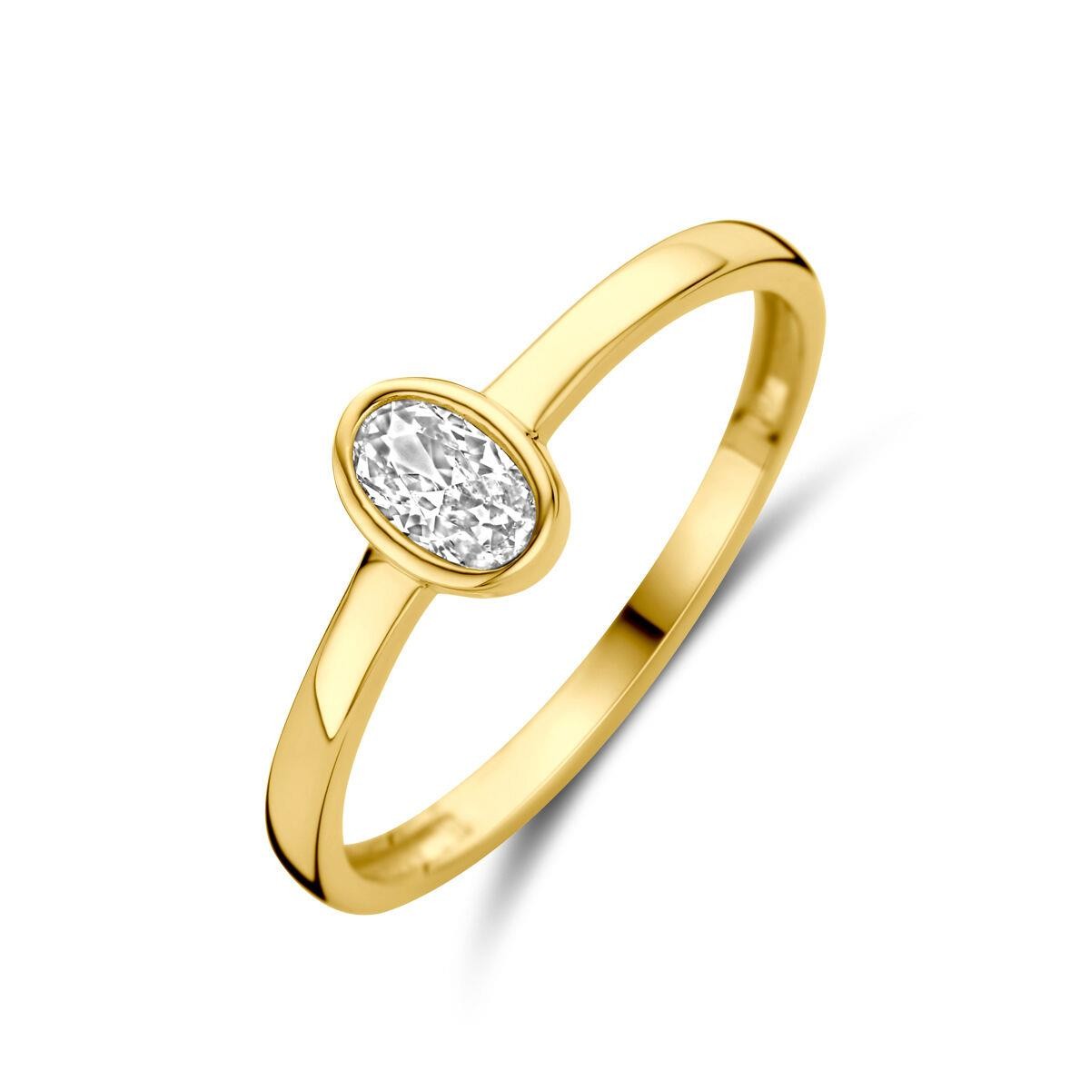 Solitaire Ring mit Ovalem Zirkonia Gr. 56